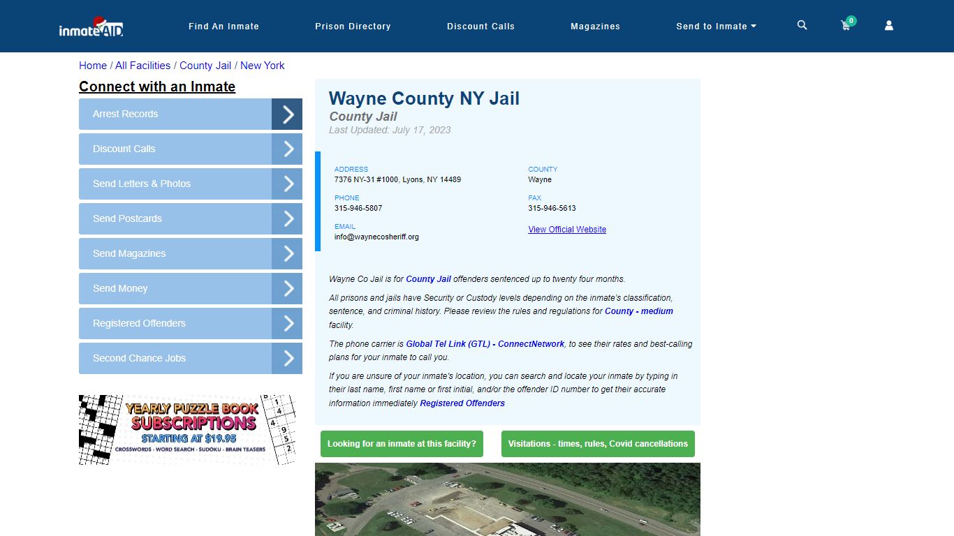Wayne County NY Jail - Inmate Locator - Lyons, NY