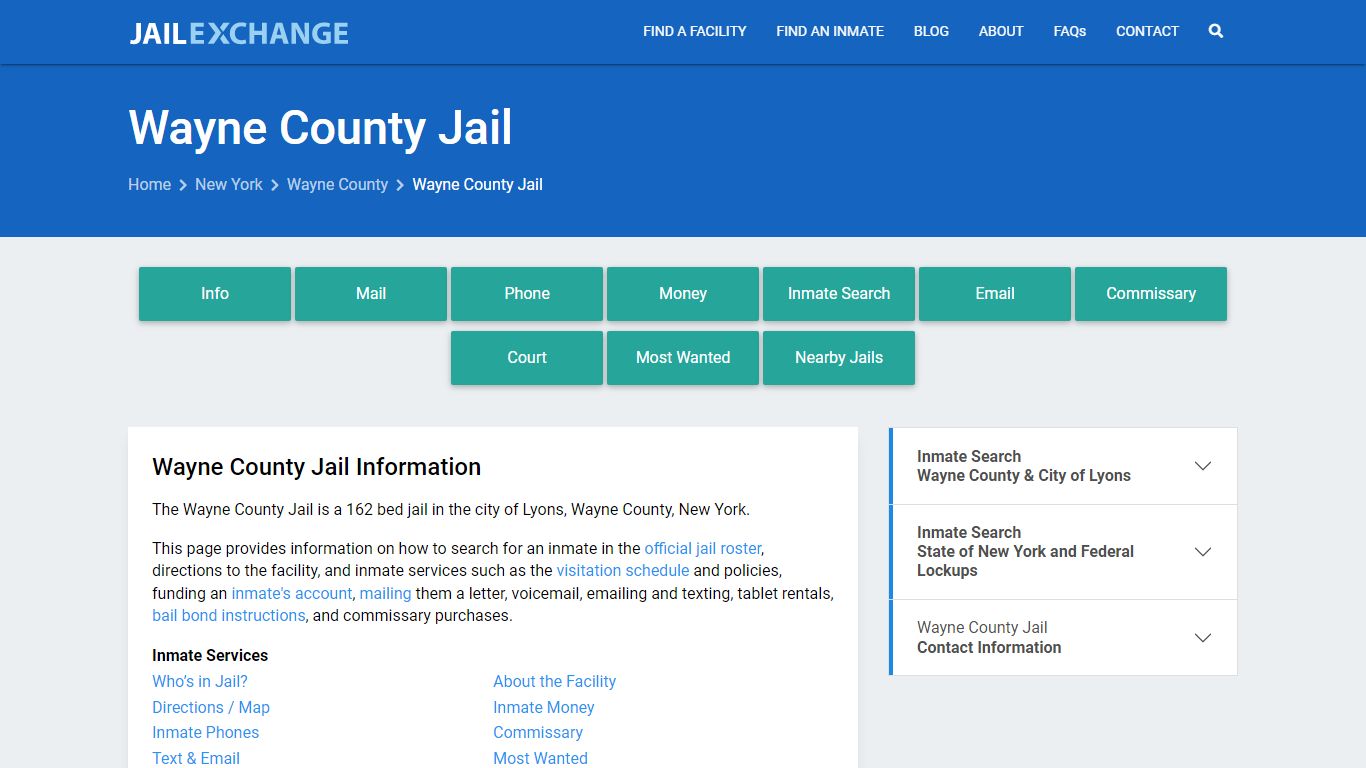 Wayne County Jail, NY Inmate Search, Information